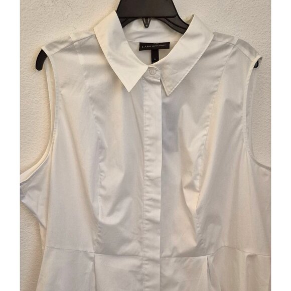 Lane Bryant White Cotton Button Front Tunic, Hidden Button, Size 20 NWT - Picture 2 of 6